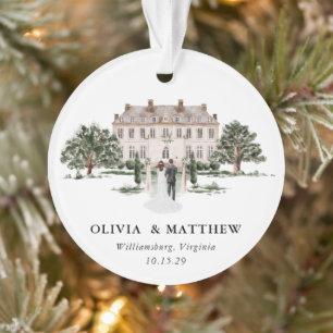 Elegantes Country Manor Wedding Foto Keepake Ornament