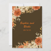 Elegantes Country Orange Rose Braun Hochzeit Einladung (Rückseite)