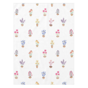 Elegantes Country Potted Blume Wasserfarbmuster Tischdecke