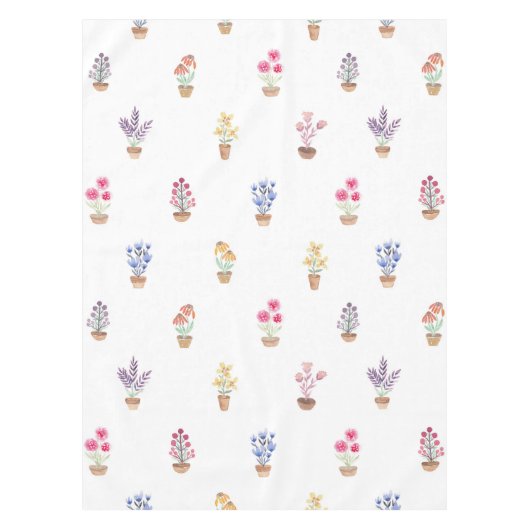 Elegantes Country Potted Blume Wasserfarbmuster Tischdecke (Vorderseite)