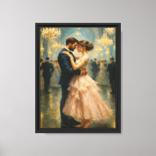 Elegantes Couple Dancing im leuchtenden Ballsaal Leinwanddruck