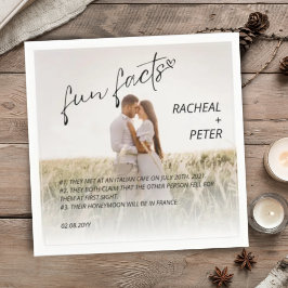 Elegantes Couple Foto Moderne Fun Facts Hochzeit Serviette