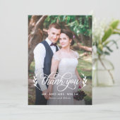 Elegantes Couple Wedding Foto Dankeschön Card Dankeskarte (Stehend Vorderseite)
