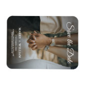Elegantes Couple Wedding Kleines Foto Save the Dat Magnet (Horizontal)