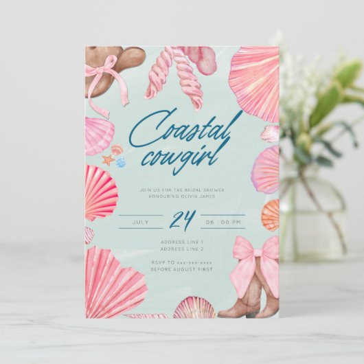 Elegantes Cowgirl-Brautparty Einladung (Stehend Vorderseite)