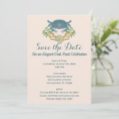 Elegantes Crab Feast Watercolor Blue Crabs, Seashe Einladung (Stehend Vorderseite)