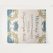 Elegantes Crab Feast Watercolor Blue Crabs, Seashe Wandteppich (Vorderseite (Horizontal))