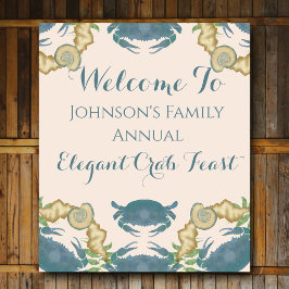 Elegantes Crab Feast Watercolor Blue Crabs, Seashe Wandteppich