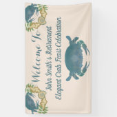 Elegantes Crab Feast Watercolor Blue Retirement Banner (Vertikal)