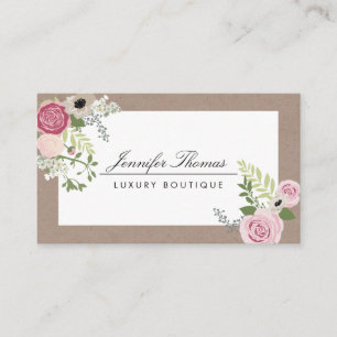 Elegantes Craft Floral Motif Luxuriöse Boutique Visitenkarte