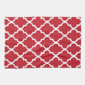 Elegantes Cranberry Red Quatrefoil Tiles Pattern Küchentuch (Horizontal)