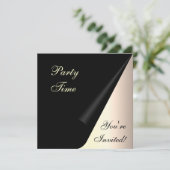 Elegantes Cream Black Birthday Event Einladung (Stehend Vorderseite)