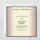 Elegantes Cream Black Birthday Event Einladung (Rückseite)