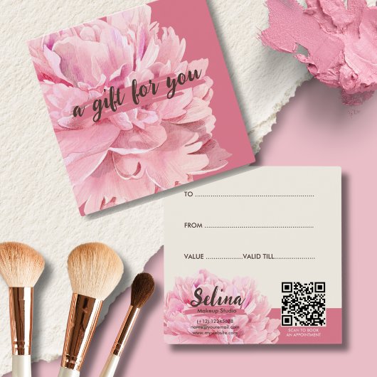Elegantes Cream Blush Pink Floral Makeup Studio
