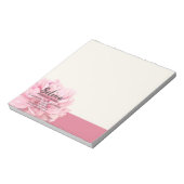 Elegantes Cream Blush Pink Floral Makeup Studio Notizblock (Rotiert)