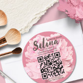 Elegantes Cream Blush Pink Floral Makeup Studio Runder Aufkleber