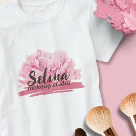 Elegantes Cream Blush Pink Floral Makeup Studio T-Shirt