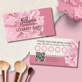 Elegantes Cream Blush Pink Floral Makeup Studio Treuekarte