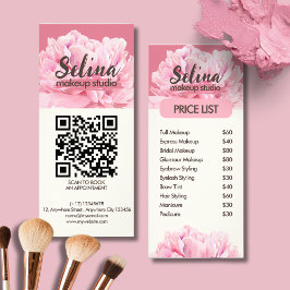Elegantes Cream Blush Pink Floral Makeup Studio Werbekarte