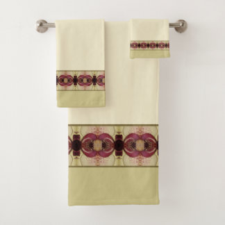 Elegantes Cream Burgundy und Beige Badhandtuch Set