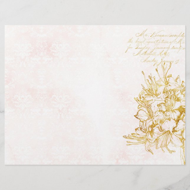 Elegantes Cream & Gold Damask Scrapbook (Vorderseite)