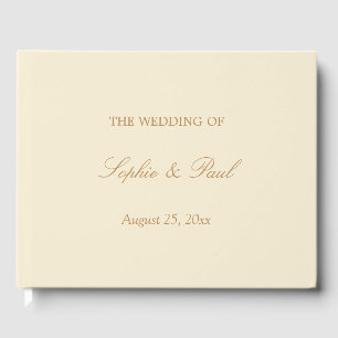 Elegantes Cream Golden Beige Wedding Gästebuch