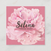 Elegantes Cream Pink Floral Makeup Studio Quadratische Visitenkarte (Vorderseite)