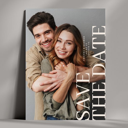 Elegantes Cream Script 2 Foto Hochzeit Save The Date