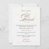 Elegantes Cream-Script Minimalistisches Eid-Lunch- Einladung (Vorderseite)