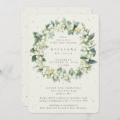 Elegantes Cream Snowberry+Eukalyptus-Brautparty Einladung (Vorne/Hinten)