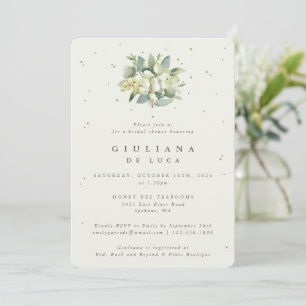 Elegantes Cream Snowberry+Eukalyptus-Brautparty Einladung