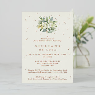 Elegantes Cream Snowberry+Eukalyptus-Brautparty Folieneinladung