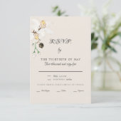 Elegantes Cream White Floral Dinner Script UAWG RSVP Karte (Stehend Vorderseite)
