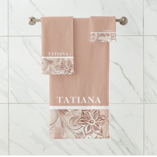 Elegantes Creme Floral Bath Set