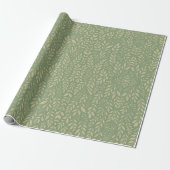 Elegantes Creme & Olive Botanisches Blatt Geschenkpapier (Ungerollt)