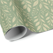 Elegantes Creme & Olive Botanisches Blatt Geschenkpapier (Rolleneckpunkt)