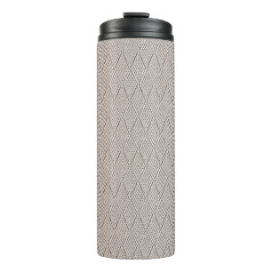 Elegantes cremefarbenes Faux-Diamant-Strickmuster Thermosbecher