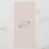 Elegantes, cremefarbenes Monogramm-Hochzeitmenü Menükarte (Rückseite)