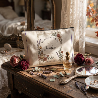 Elegantes cremefarbenes Pariser Blumenduftwasser Zubehörtasche