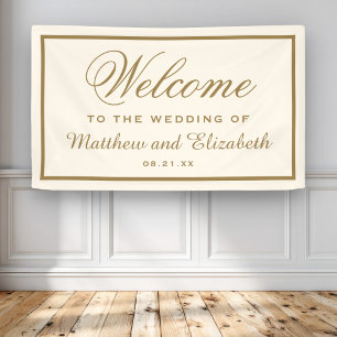 Elegantes cremefarbenes und goldenes Hochzeitswill Banner