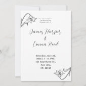 elegantes, cremiges, modernes Foto mit Blumen Einladung (Rückseite)