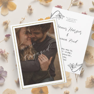 elegantes, cremiges, modernes Foto mit Blumen Einladung