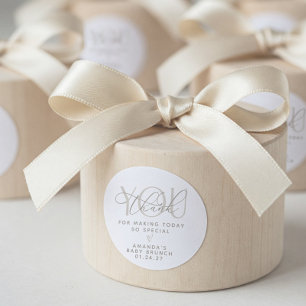 Elegantes Cremiges Neutrales Danke Runder Aufkleber