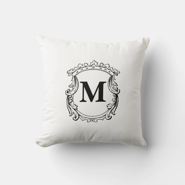 Elegantes Crest Custom-Monogramm  Kissen (Vorderseite)