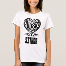 Elegantes Crolled Heart für Zither Liebhaber T-Shirt