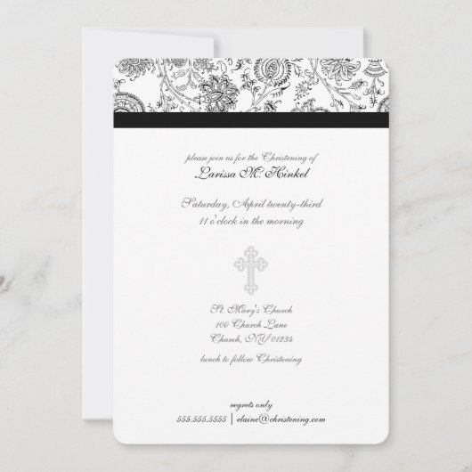 Elegantes Cross Christening Einladungen (Vorderseite)