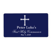 Elegantes Cross First Communion Gunst Labels (Vorne)