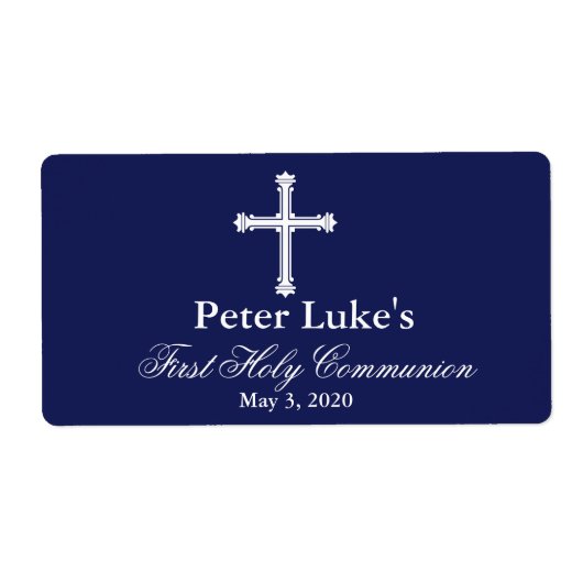 Elegantes Cross First Communion Gunst Labels (Vorne)
