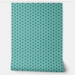 Elegantes Cross Muster auf Blue Hosta, Pastel Aqua Tapete