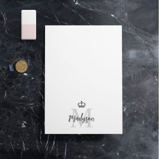 Elegantes Crown Gray Monogram und Name Post-it Klebezettel